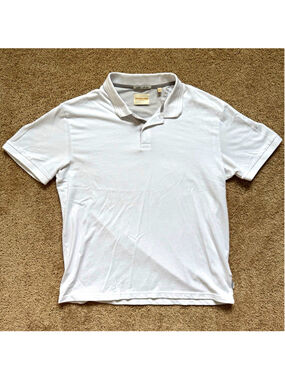 Scotch & Soda Men’s Polo Shirt White Short Sleeve Solid Collared Size L